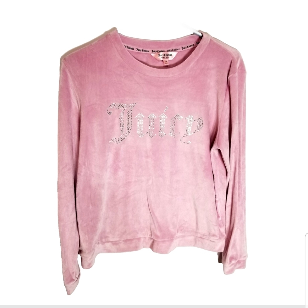 Juicy Couture Pajama Top Women's Medium Pink Velour Studded Loungewear Y2K